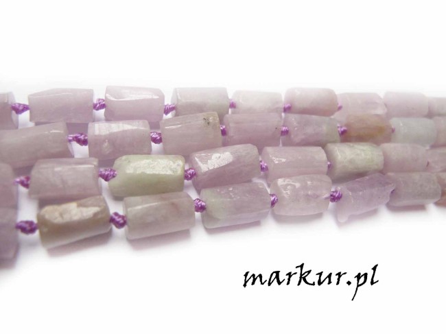 Kunzite słupki nieregularne 6-8/ 10 - 12 mm sznur