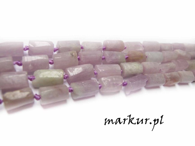 Kunzite słupki nieregularne 6-8/ 10 - 12 mm sznur