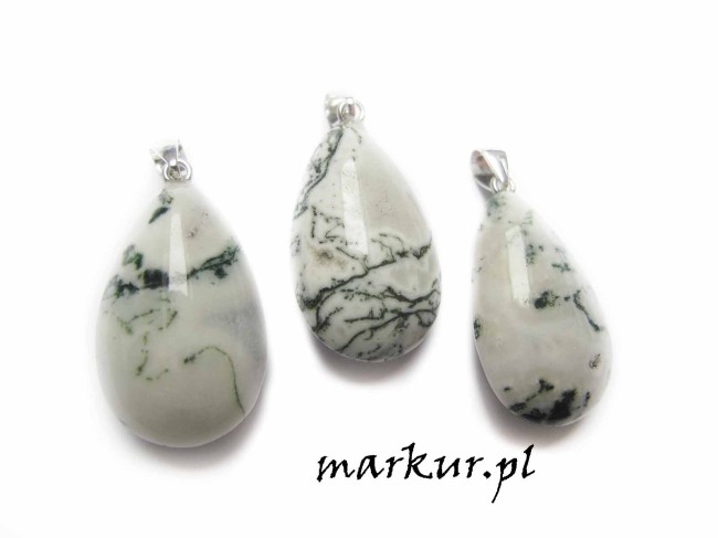 Agat drzewny zawieszka łezka 20/32 mm