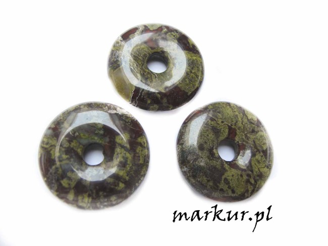 Jaspis afrykański krwisty donuts zawieszka 30 mm