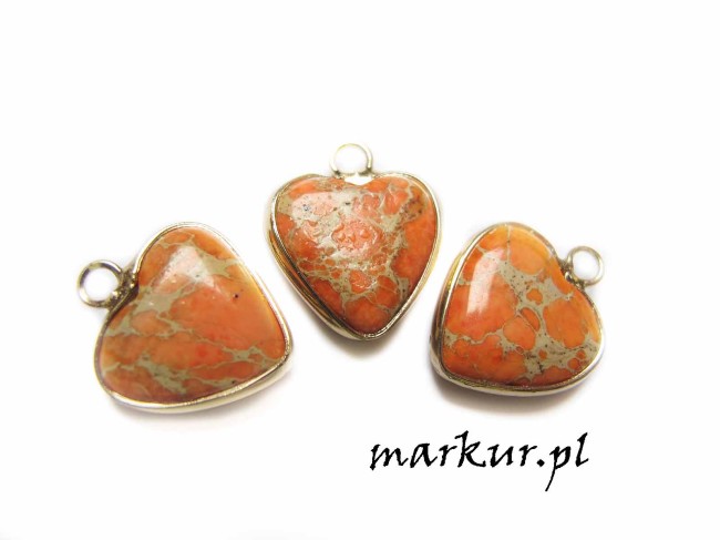 Jaspis impresja pomarańczowy serce zawieszka 15/16 mm