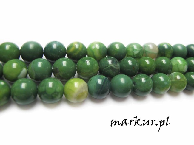 Agat zielony matrix kula  6 mm sznur