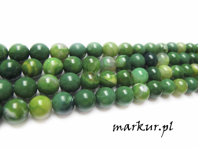 Agat zielony matrix kula  6 mm sznur