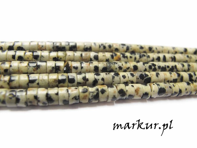 Jaspis dalmatyńczyk talarek 2/4 mm sznur