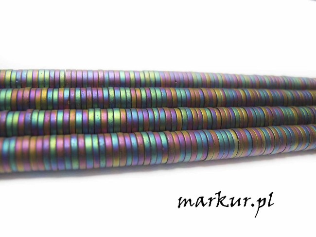 Hematyt kolor multicolor trawiony talarek  1/4 mm sznur (2)
