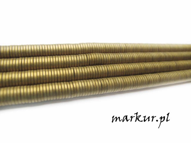 Hematyt kolor złoty trawiony talarek  1/6 mm sznur