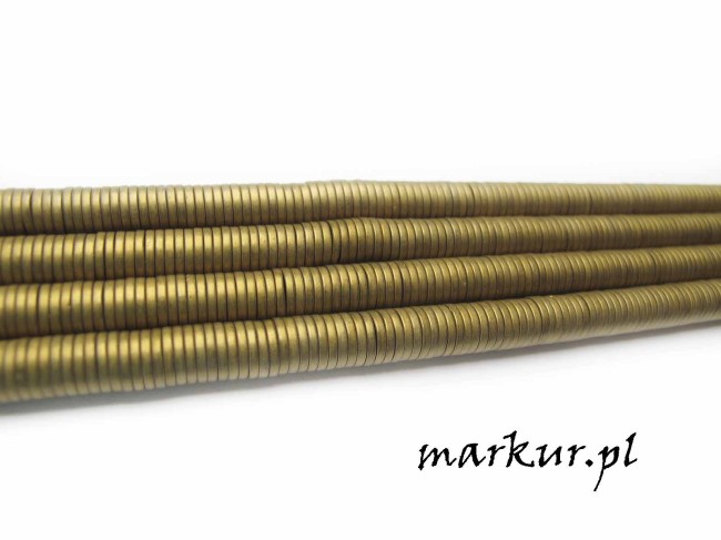 Hematyt kolor złoty trawiony talarek  1/6 mm sznur