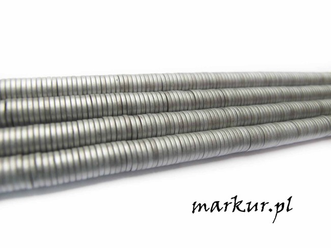Hematyt kolor srebrny trawiony talarek  1/6 mm sznur