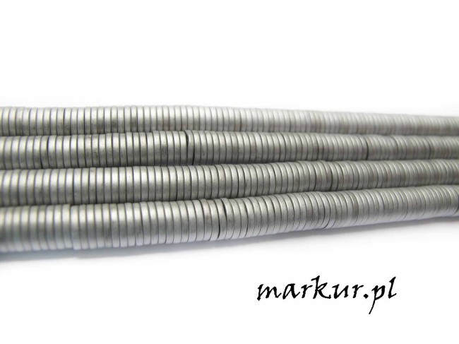 Hematyt kolor srebrny trawiony talarek  1/6 mm sznur