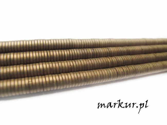 Hematyt kolor brązowy trawiony talarek  1/6 mm sznur