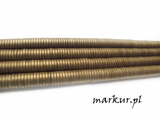 Hematyt kolor brązowy trawiony talarek  1/6 mm sznur