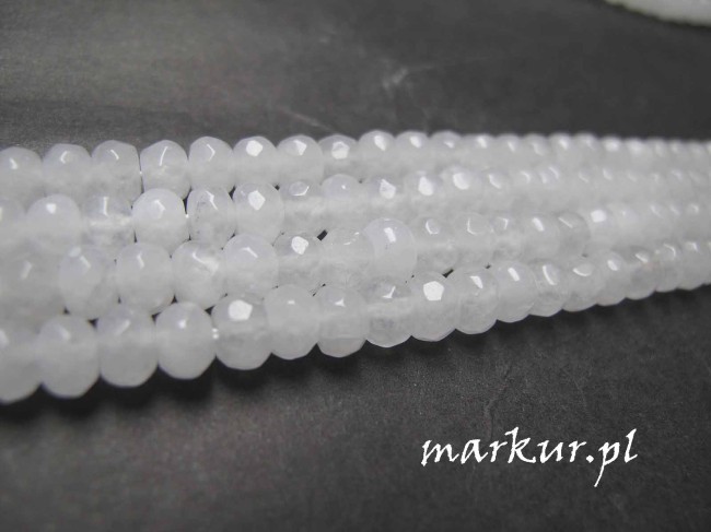 Jadeit biały fasetka oponka 4/6 mm sznur