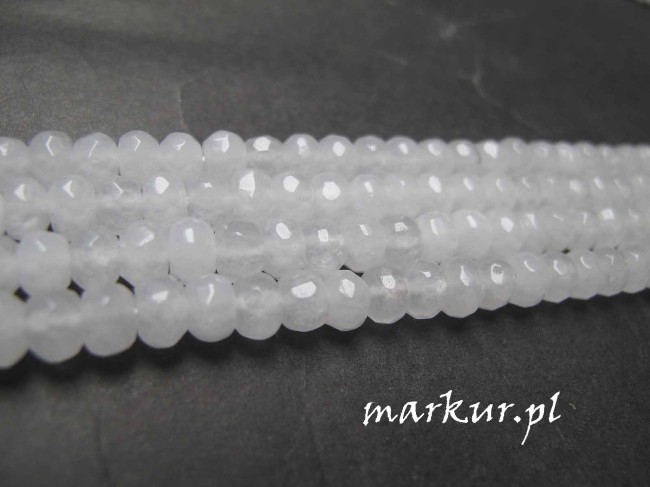 Jadeit biały fasetka oponka 4/6 mm sznur