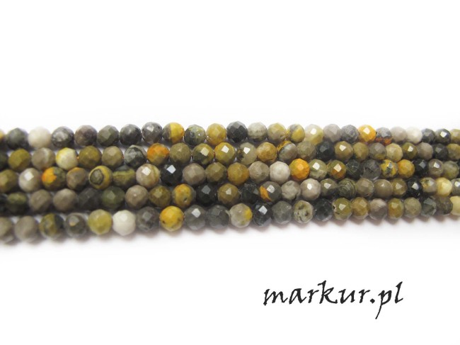 Jaspis Bumble Bee fasetka kula  3 mm sznur