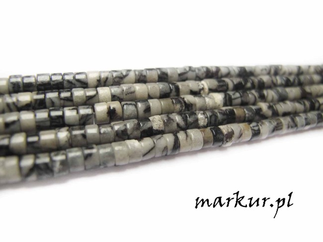 Jaspis żyłkowy talarek 2/4 mm sznur