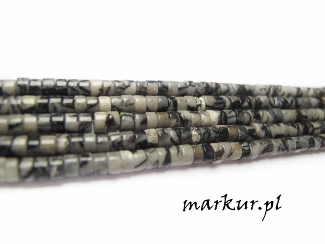 Jaspis żyłkowy talarek 2/4 mm sznur