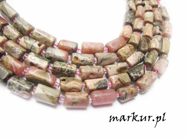 Rodochrozyt słupki nieregularne 7/11-13 mm sznur