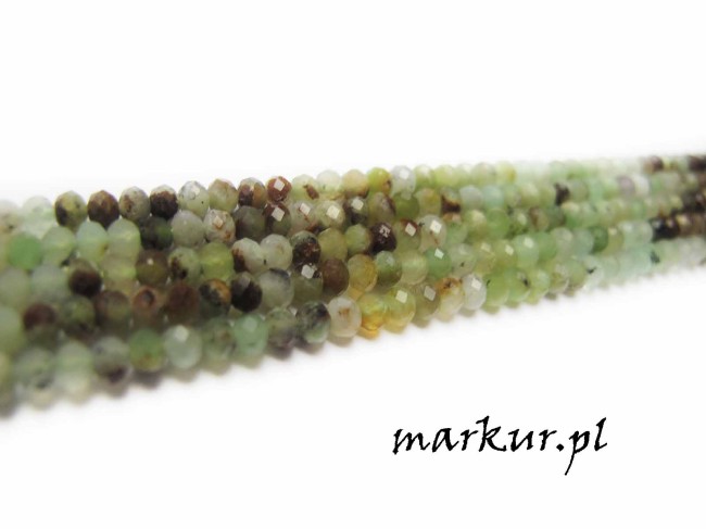 Chryzopraz cieniowany fasetka oponka 2/3 mm sznur