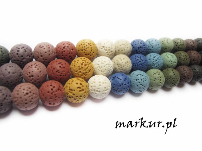 Lawa wulkaniczna mix kolorów kula 10 mm sznur