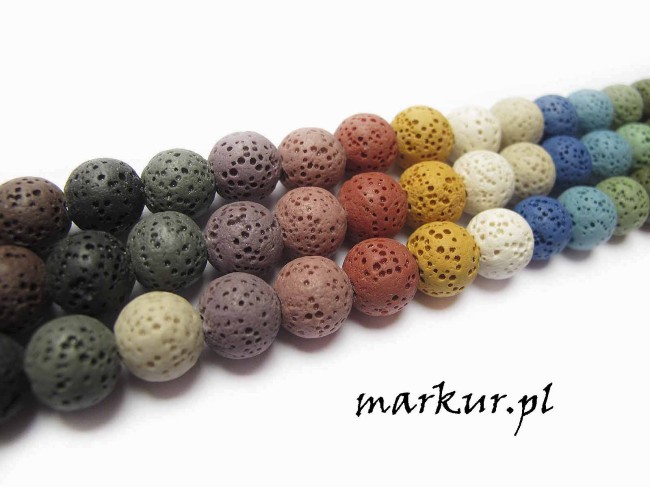Lawa wulkaniczna mix kolorów kula 10 mm sznur