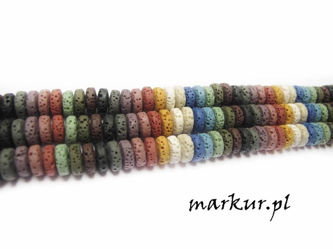 Lawa wulkaniczna mix kolorów talarek 4/8 mm sznur