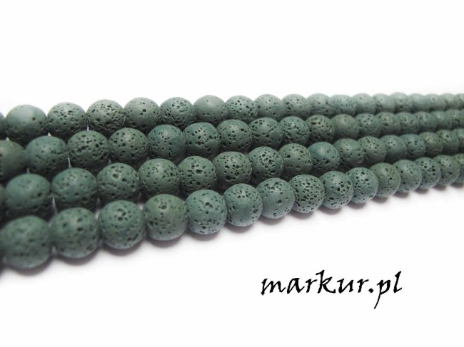 Lawa wulkaniczna szmaragdowa kula  4 mm sznur