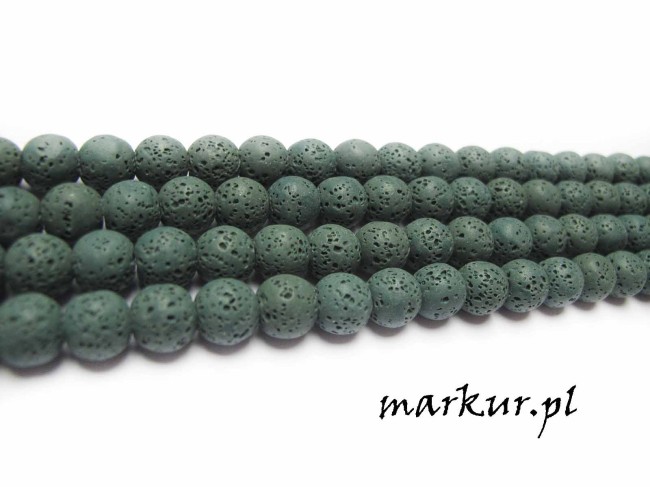 Lawa wulkaniczna szmaragdowa kula  4 mm sznur