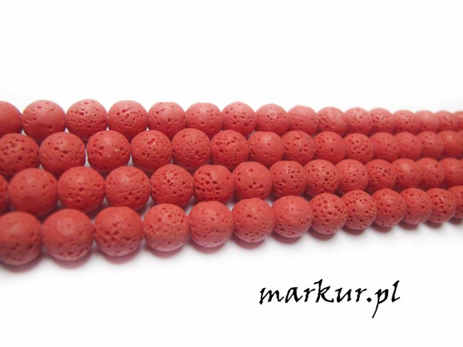 Lawa wulkaniczna czerwona kula  4 mm sznur