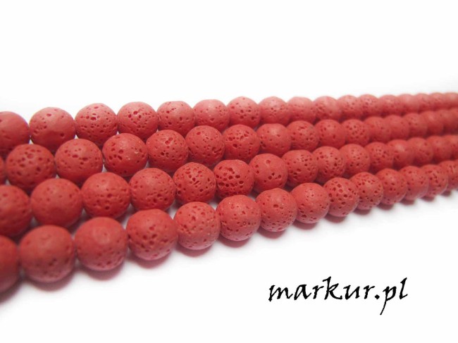 Lawa wulkaniczna czerwona kula  6 mm sznur