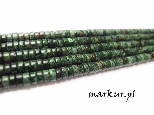 Jaspis impresja szmaragdowy talarek 2/4 mm sznur