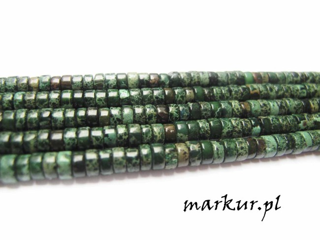 Jaspis impresja szmaragdowy talarek 2/4 mm sznur