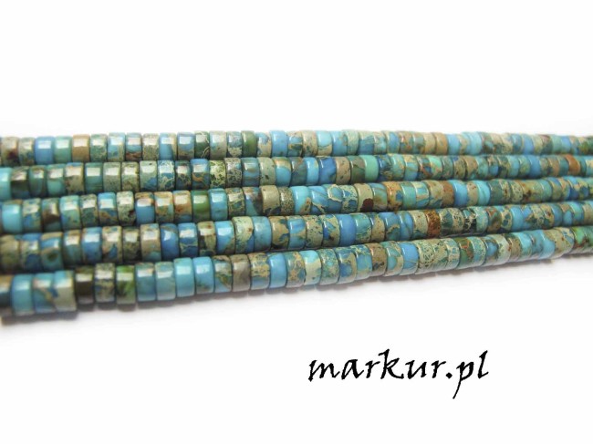 Jaspis impresja lazurowy talarek 2/4 mm sznur