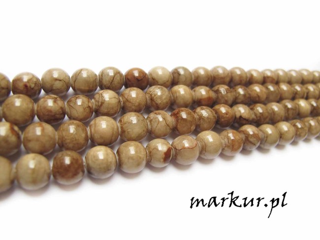 Marmur żyłkowy cappuccino kula  8 mm sznur