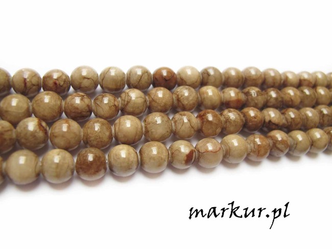 Marmur żyłkowy cappuccino kula  8 mm sznur