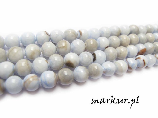 Marmur żyłkowy błękitny kula  6 mm sznur