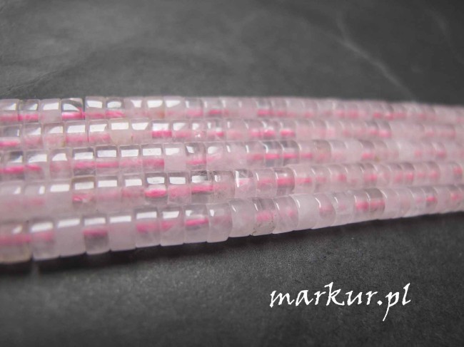 Kwarc różowy talarek 2/4 mm sznur