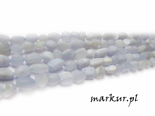 Chalcedon niebieski trawiony nugaty 5 -8 mm sznur