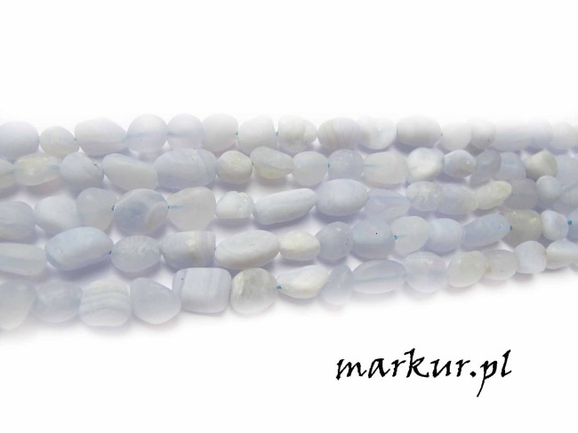 Chalcedon niebieski trawiony nugaty 5 -8 mm sznur
