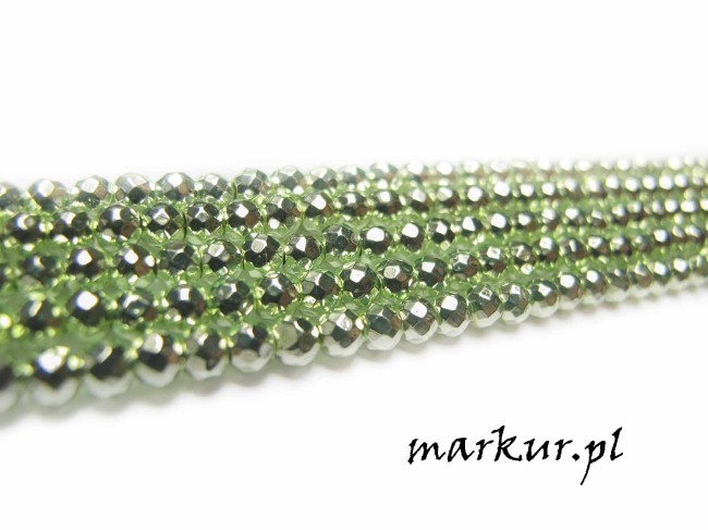 Hematyt fasetka kolor pistacjowy kula  3 mm sznur