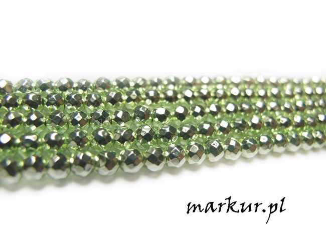 Hematyt fasetka kolor pistacjowy kula  4 mm sznur