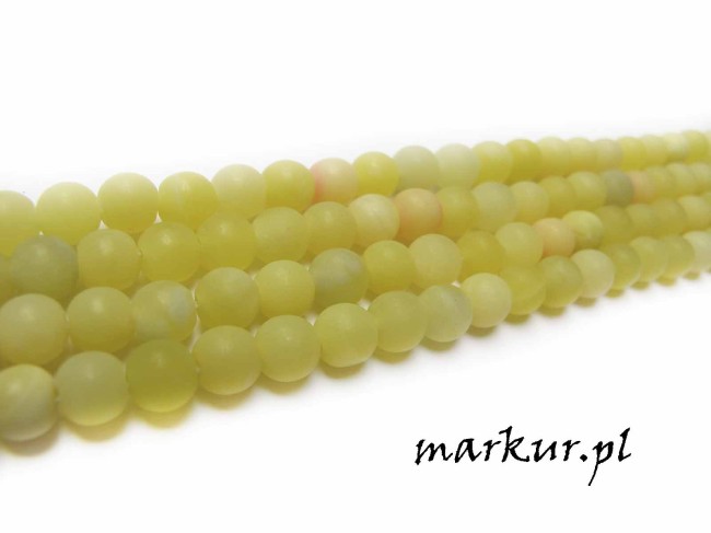 Jadeit lemon trawiony kula  6 mm sznur