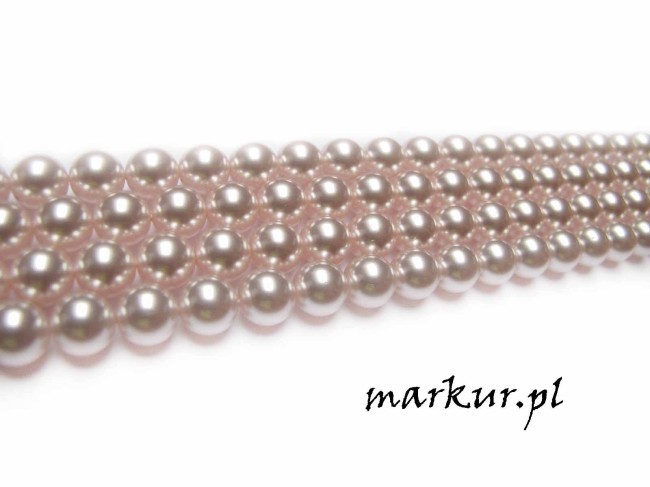 Muszla lakierowana jasno różowa kula  8 mm sznur (1)