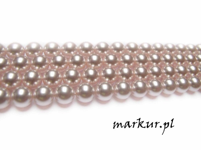 Muszla lakierowana jasno różowa kula  8 mm sznur (2)