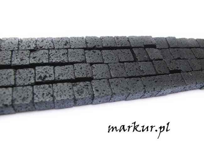 Lawa wulkaniczna czarna kostka  6 mm sznur (1)