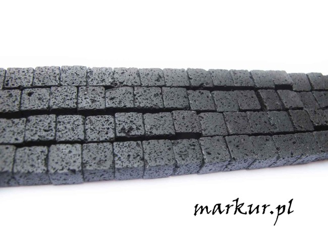 Lawa wulkaniczna czarna kostka  6 mm sznur (2)