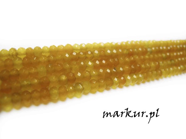Jadeit żółty fasetka oponka 3/4 mm sznur (1)