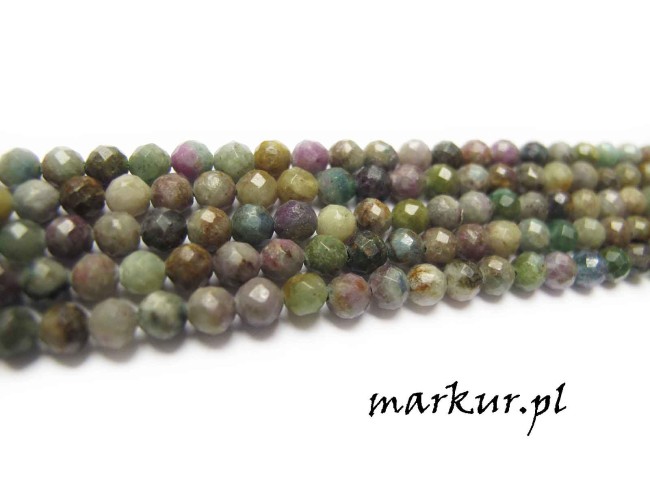 Ruby zoisite Brazylia fasetka kula  4 mm sznur (1)