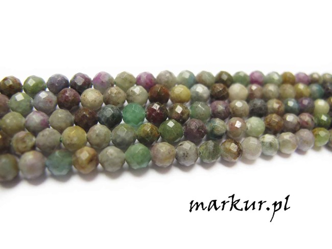 Ruby zoisite Brazylia fasetka kula  4 mm sznur (2)