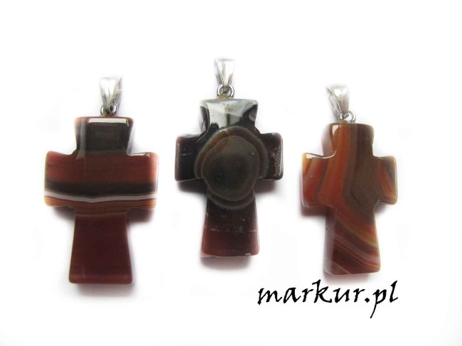 Agat palony zawieszka krzyż 22/32 mm (1)