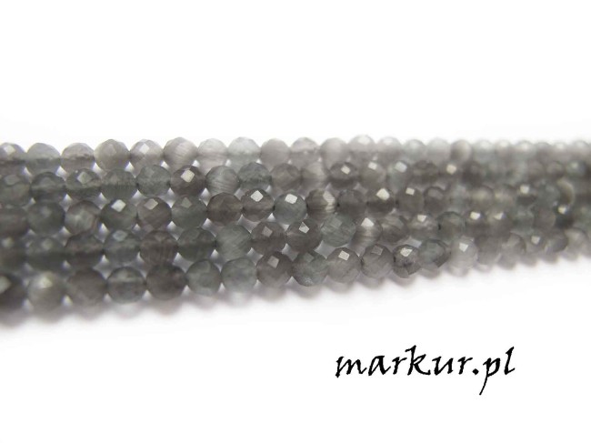 Kocie oko szare fasetka kula  3 mm sznur (1)